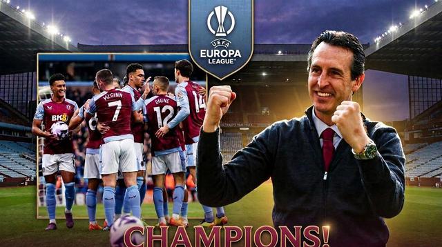Cover juara Liga Europa - Aston Villa. (Bola.com/Ario Yosia/AI-Generated Gemini)