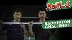 Berita video challenge antara Kevin Sanjaya Vs Marcus Gideon menggunakan raket dan shuttlecock plastik.