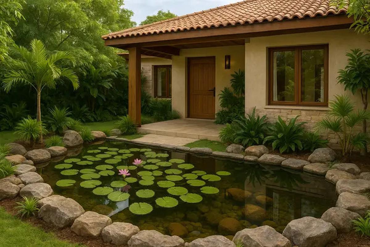 7 Inspirasi Model Rumah Sederhana dengan Kolam Ikan di Depan, Jadi Tren di 2025