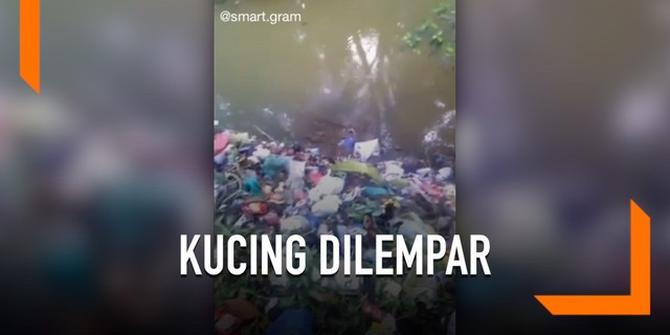 VIDEO: Tega, Pria Lempar Anak Kucing ke Sungai Penuh Sampah