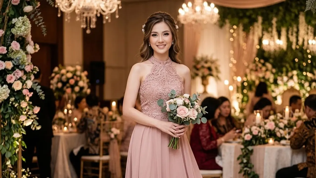 Model Baju Bridesmaid Brokat yang Elegan