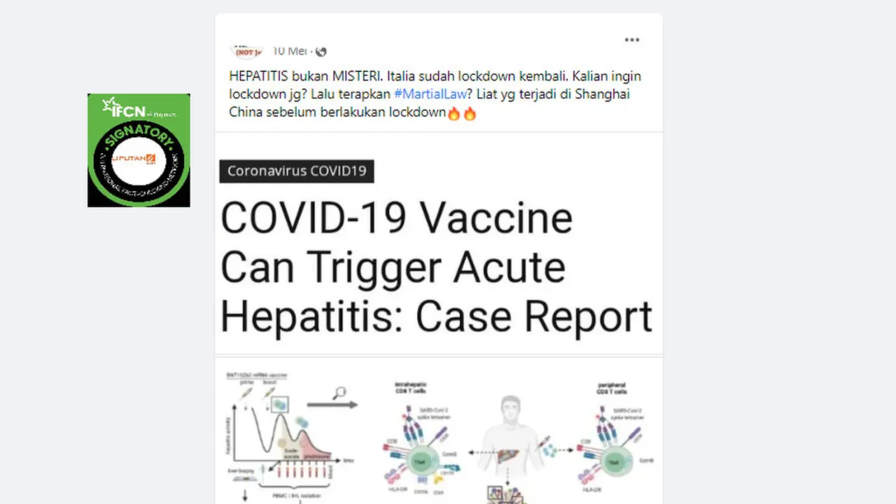 Tangkapan layar klaim vaksin Covid-19 memicu hepatitis akut
