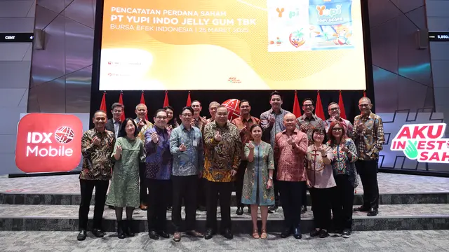 Pencatatan saham perdana PT Yupi Indo Jelly Gum Tbk (YUPI), Selasa (25/3/2025). (Foto: BEI)