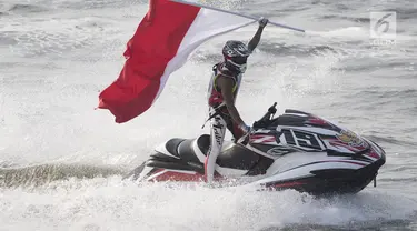 Medali emas ke-12 berhasil diraih Aqsa Sutan Aswar dari cabang olahraga jet ski di Asian Games 2018.