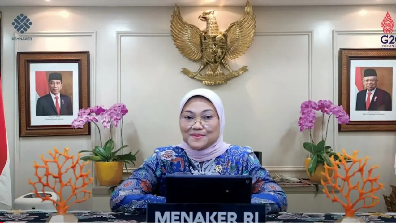 Menaker Ida Fauziyah sambutan Muspimnas K- Sarbumusi dan Halaqah Ketenagakerjaan