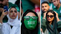 Potret Fans Wanita Arab Saudi Ramaikan Laga Lawan Polandia di Piala Dunia 2022 (AP Photo)