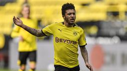 Jadon Sancho - Bintang Borussia Dortmund, Jadon Sancho, menjadi bidikan utama Manchester United pada musim panas nanti. Manchester United dikabarkan telah menawar Sancho seharga 50 juta euro ditambah sejumlah bonus. (AFP/Martin Meissner/pool)