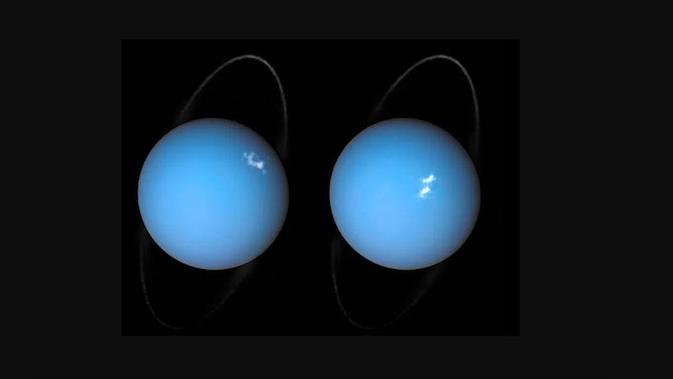 Penampakan Planet Uranus dengan aurora berwarna putih. (Foto: Mashable)