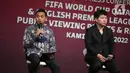 Senior Associate - K&K Advocates, Fajar Budiman Kusumo (kiri) menjadi narasumber dalam Press Conference FIFA World Cup 2022 Privacy, Public Viewing Rights & Regulations di Studio 8 Emtek, Jakarta, Kamis (23/6/2022). (Liputan6.com/Faizal Fanani)