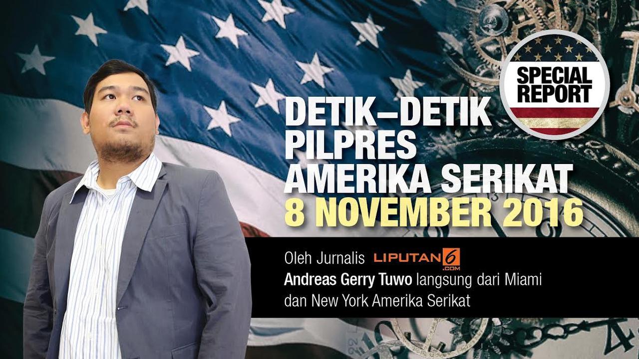 Liputan6.com melaporkan secara langsung detik-detik Pilpres AS dari Miami dan New York