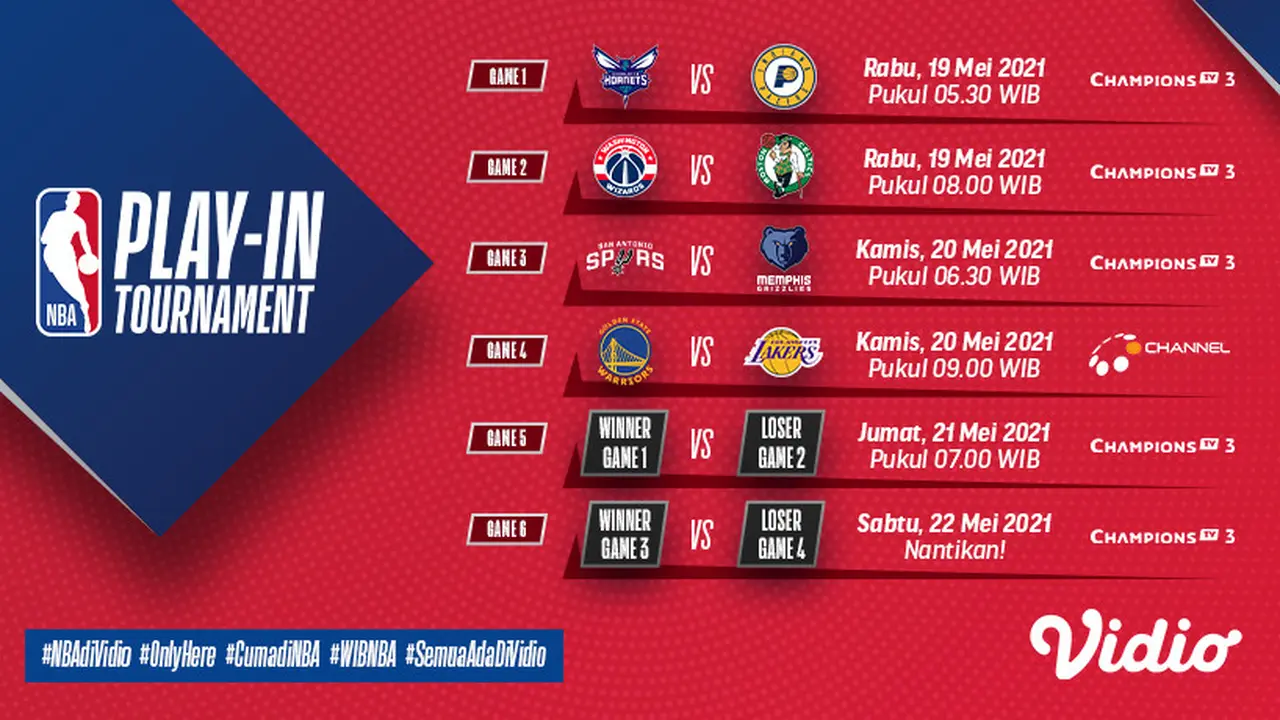 Streaming NBA Play-In Pekan Ini di Vidio