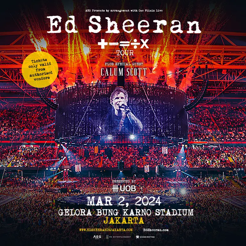 Ed Sheeran akan gelar konsernya yang bertajuk + - = ÷ x di Jakarta pada 2 Maret 2024. (Foto: Istimewa)