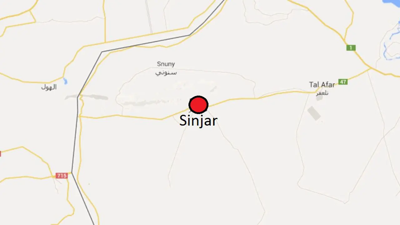 Peta kota Sinjar di Kurdistan Irak