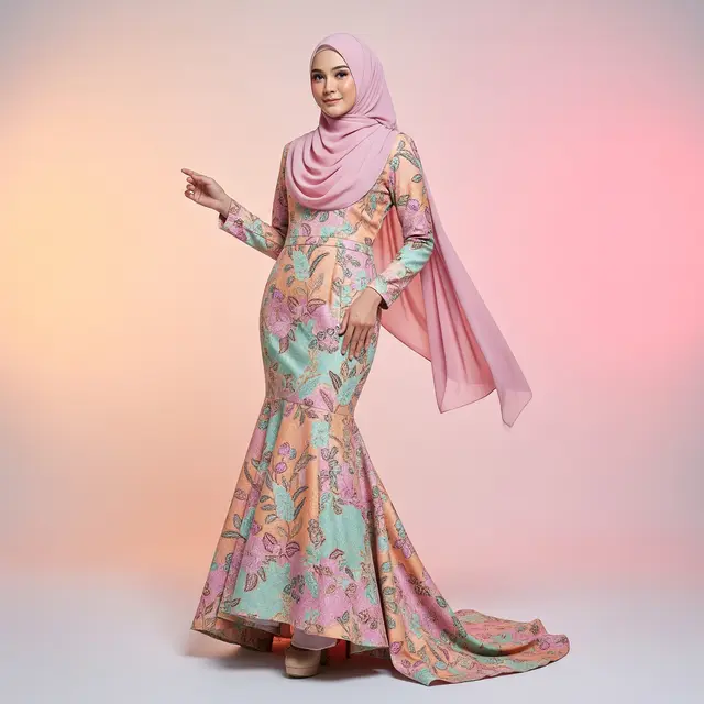 Model Gamis Batik Duyung