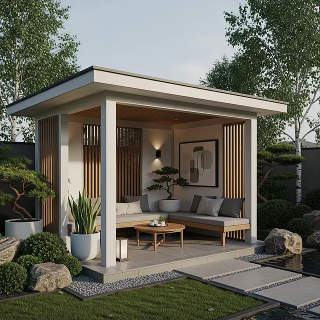 Gazebo Minimalis Modern untuk Taman Rumah (Gemini AI)