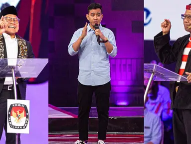 Para calon wakil presiden pada Pemilu 2024 memaparkan visi misi dalam debat kedua Cawapres 2024 di Jakarta Convetion Center, Jumat (22/12/2023). (Liputan6.com/Faizal Fanani)