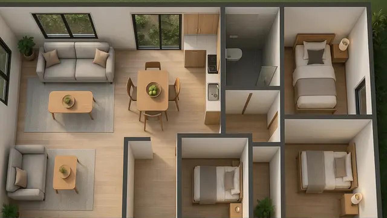 7 Desain Rumah 6x12 1 Lantai 3 Kamar Tidur, Nyaman untuk Keluarga Kecil Kekinian