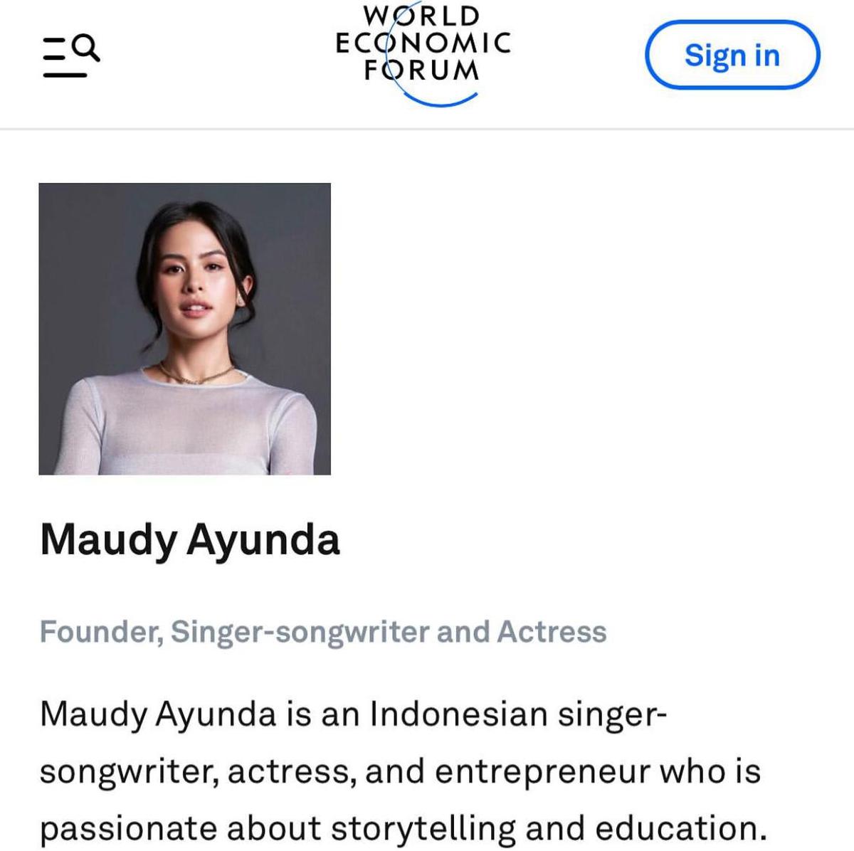 Bikin Bangga! Maudy Ayunda Masuk Daftar Young Global Leaders 2025