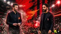 Ilustrasi Michael Carrick, Ruben Amorim. (Foto by AI)