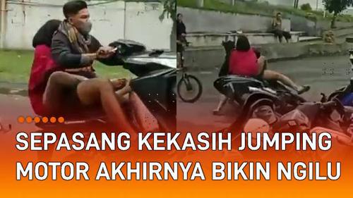 VIDEO: Kebanyakan Gaya, Sepasang Kekasih Jumping Motor Akhirnya Bikin Ngilu