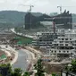 Sejumlah persiapan dan pembangunan infrastruktur masih terus dikerjakan. (Yasuyoshi CHIBA/AFP)