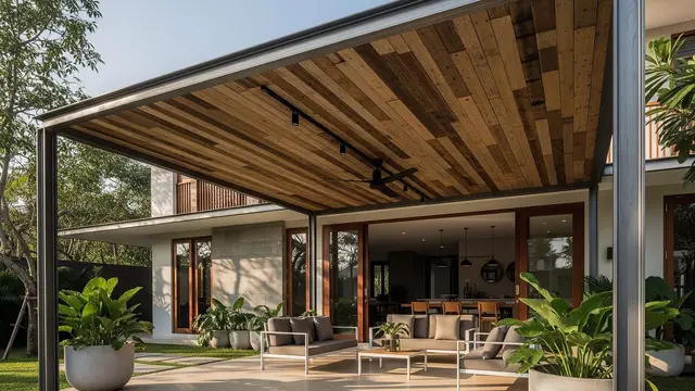 Model Kanopi Teras Industrial Minimalis untuk Rumah Kekinian