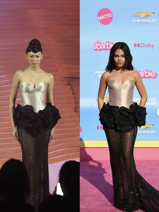 Gaun yang dikenakan Ariana Greenbalt merupakan rancangan desainer Indonesia, Yogie Pratama yang sukses hadirkan karya-karya menawan dan go internasional.  [Foto: Instagram/ Yogie Pratama]