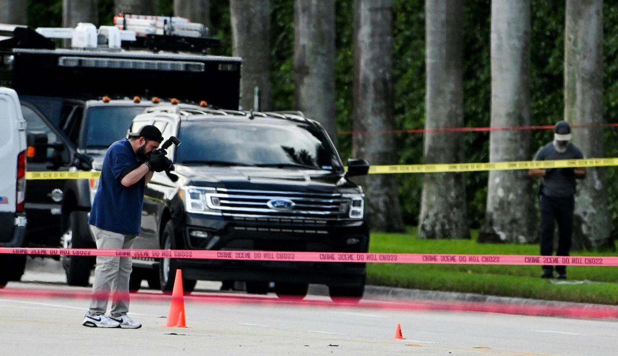 Calon presiden Amerika Serikat (AS) Donald Trump kembali menjadi target penembakan, Minggu (15/9/2024) di West Palm Beach, Negara Bagian Florida. (CHANDAN KHANNA/AFP)