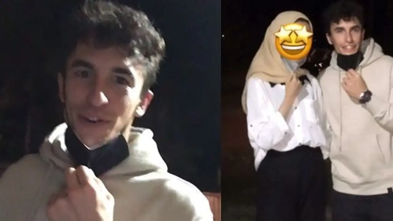 Cewek ini foto bareng dengan Marc Marquez di Lombok (TikTok/@li.pwettyyy)