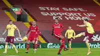 Liverpool menelan kekalahan 0-1 dari Burnley pada laga pekan tunda pekan ke-18 Premier League di Stadion Anfield, Jumat (22/1/2021) dini hari WIB. (Jon Super/POOL/AFP)