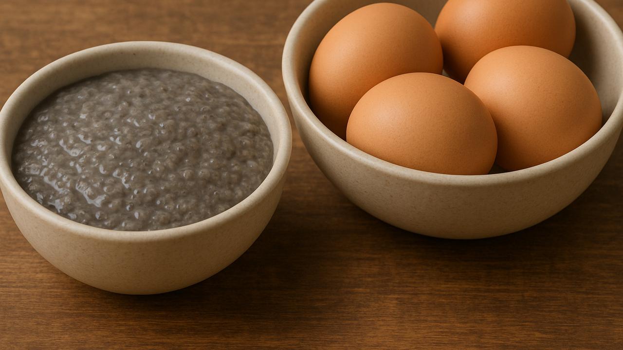 Ilustrasi Chia Egg Vs Telur