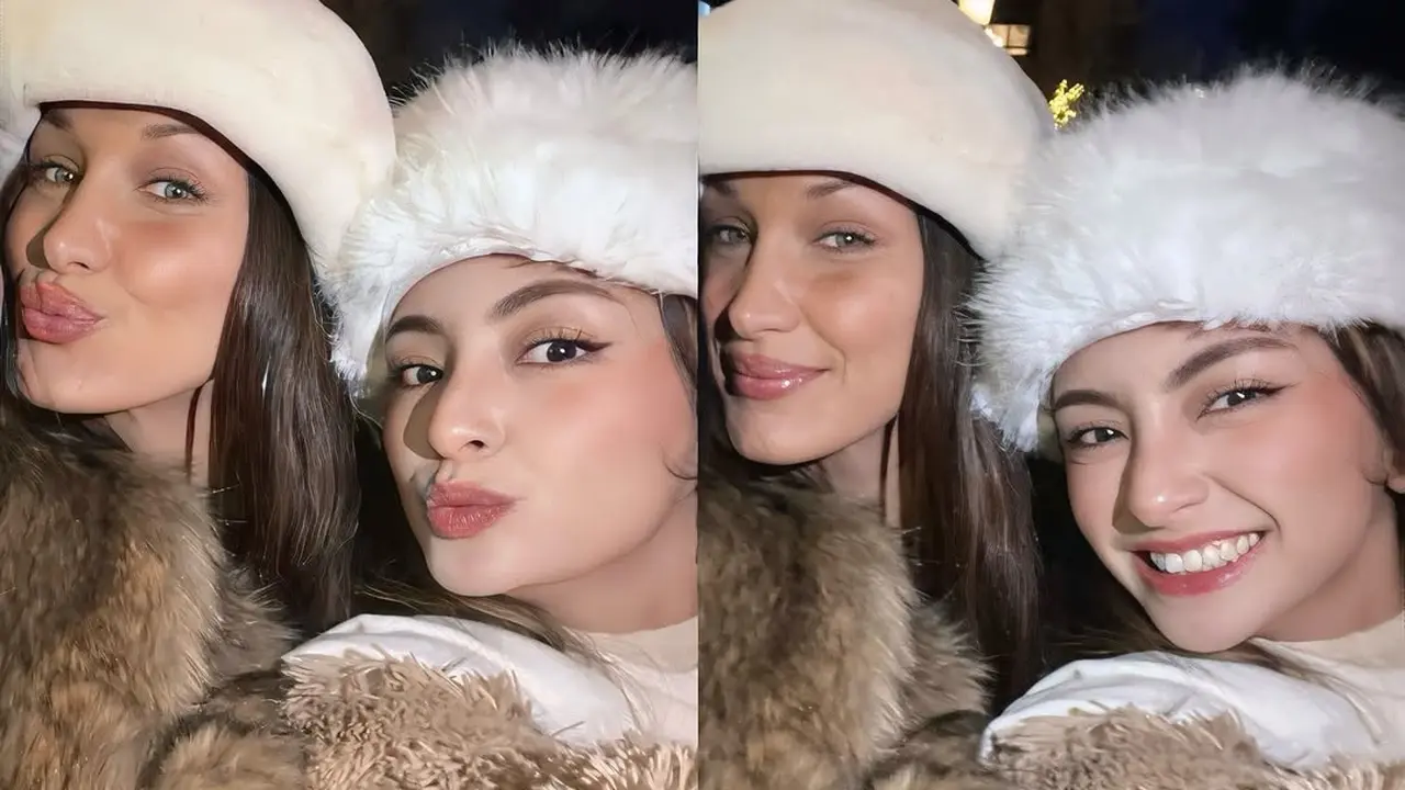 Momen Tak Terduga Valerie Tifanka Bertemu Bella Hadid saat Liburan di Aspen, Tampil Serasi dengan Mantel Bulu