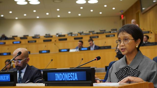 Menlu Retno Marsudi menyuarakan paradigma baru demi mencegah konflik dan perang di Forum Gerakan Non-Blok di New York, (21/9/2022). (Dok: Kemlu RI)