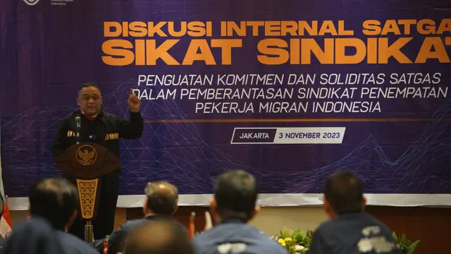 Kepala Badan Pelindungan Pekerja Migran Indonesia (BP2MI) Benny Rhamdani hadir dalam diskusi internal dengan tema 'Penguatan Komitmen dan Soliditas Satgas dalam Pemberantasan Sindikat Penempatan Pekerja Migran Indonesia'.