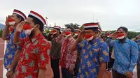 Belasan mantan narapidana terorisme (napiter) di Sulawesi Tengah mengikuti upacara peringatan kemerdekaan ke-77 Indonesia di Mapolda Sulteng.