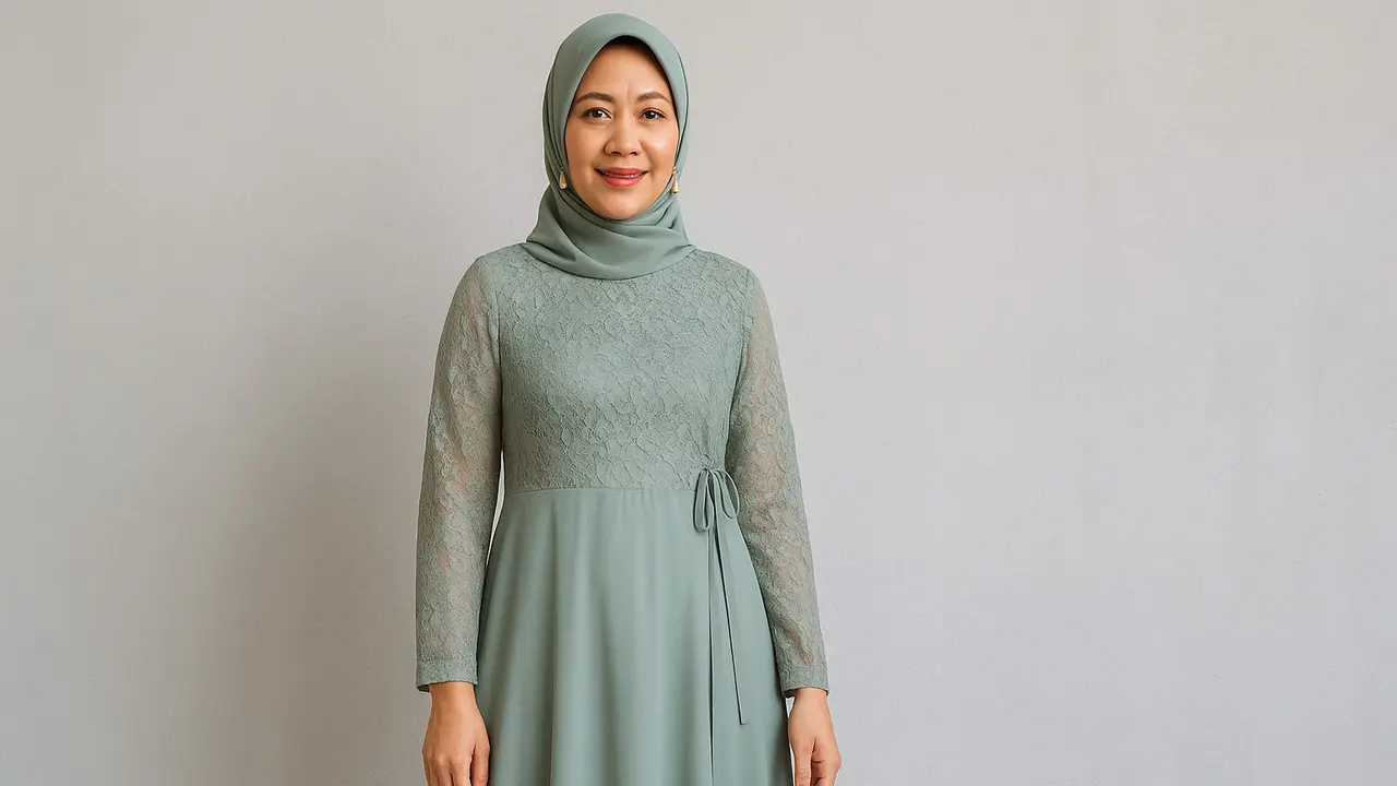 Rekomendasi Gamis Brokat Tali Samping untuk Ibu-ibu Usia 40 Tahun (Foto: ChatGPT)