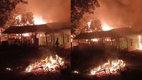 Tangkapan layar video Ponpes di Mesuji, Lampung, dibakar massa. (Foto: Istimewa).