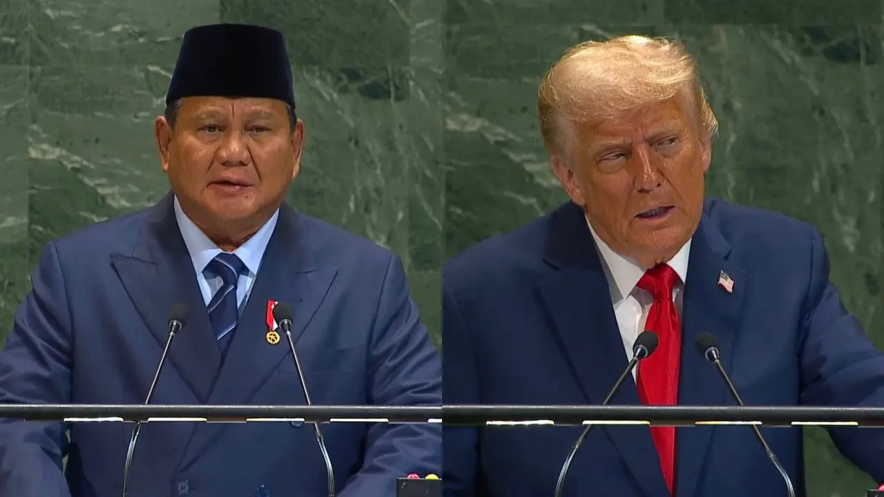 Dalam Sidang Umum ke-80 PBB di New York, AS, pada Selasa (23/9/2025), Presiden Amerika Serikat Donald Trump mendapat urutan pidato kedua, sementara Presiden Indonesia Prabowo Subianto di urutan ketiga (Dok. United Nations).