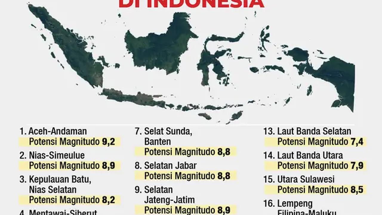 Infografis 16 Zona Gempa Megathrust di Indonesia. (Liputan6.com/Gotri/Abdillah)