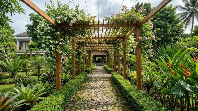 Inspirasi Pergola Kayu yang Cocok Ditanami Tanaman Rambat