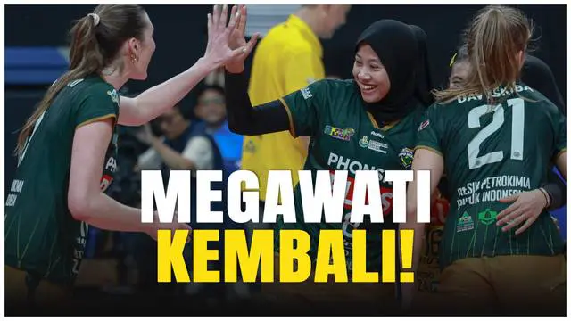 Aksi-aksi Megawati Hangestri pada penampilan pertamanya bersama Gresik Petrokimia Pupuk Indonesia menghadapi Jakarta Pertamina Enduro pada seri ketiga Final Four Proliga 2025 di GOR Sritex Arena, Solo, Jumat (2/5/2025).