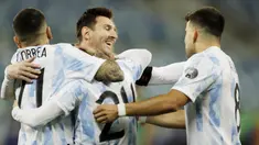 Argentina sukses meraih kemenangan besar dengan skor 4-1 atas Bolivia pada laga kelima Grup A Copa America 2021 di Stadion Arena Pantanal, Brasil, Selasa (29/6/2021). (AP/Bruna Prado)