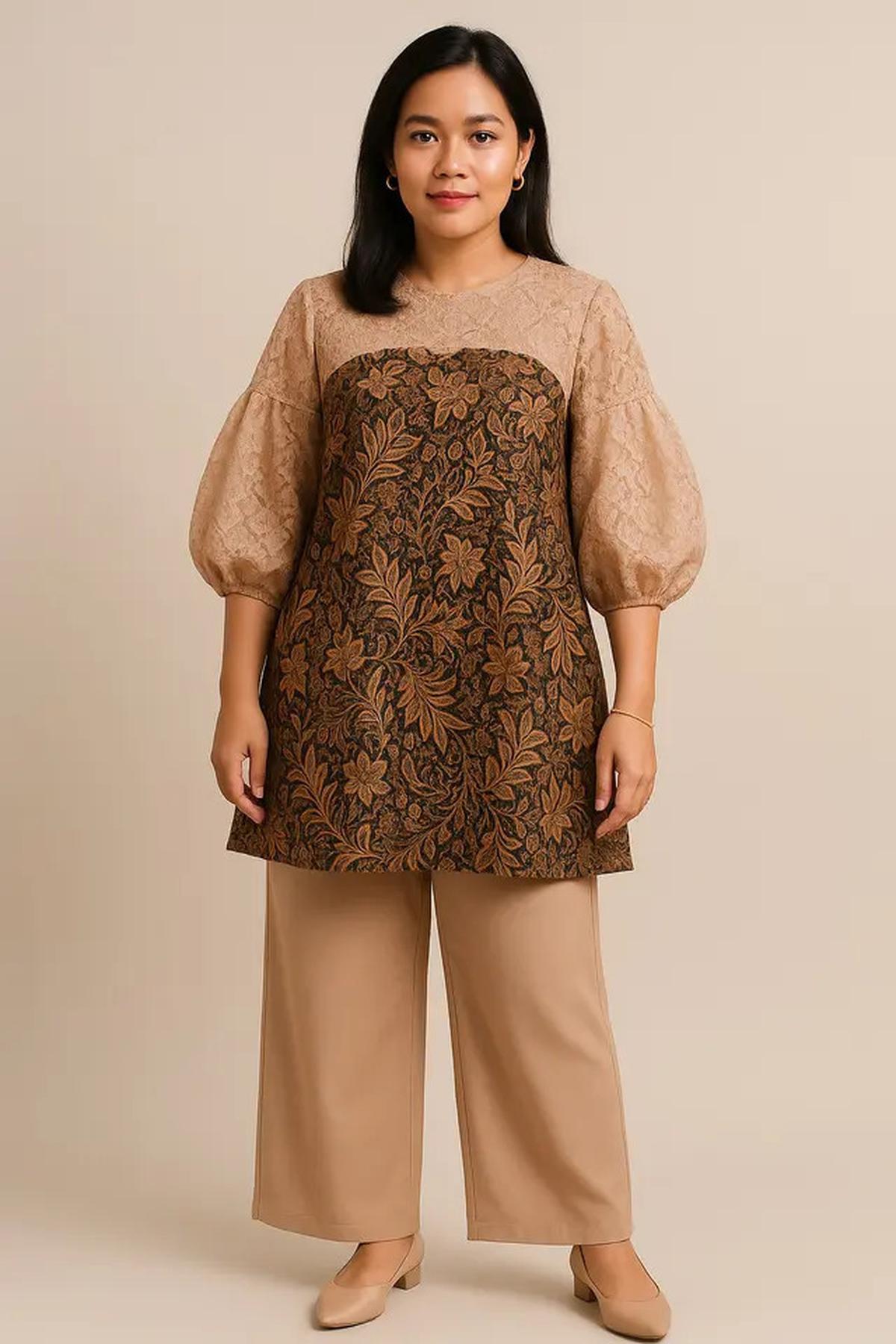 7 Model Tunik Batik Kombinasi Brokat Modern 2025, Tampil Menawan