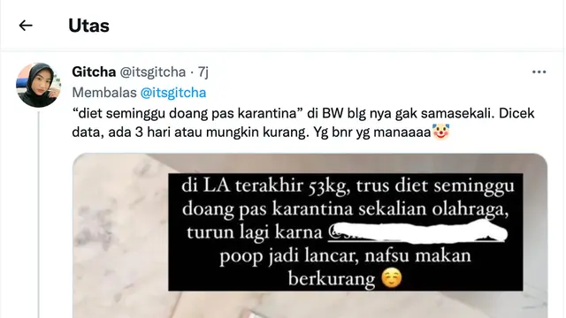 Unggahan Rachel Vennya. (Foto: Dok. Twitter @itsgitcha)