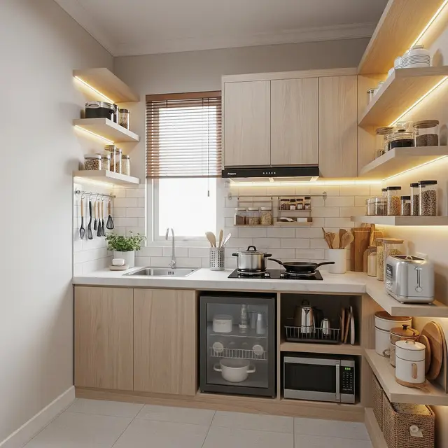 9 Model Dapur Rumah Type 36 Ukuran 2x2 Meter dengan Rak Tanam dan Lighting LED