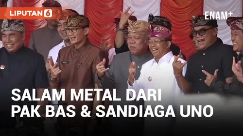 VIDEO: Bareng Pak Basuki, Sandiaga Uno Salam Metal di Pesta Kesenian Bali