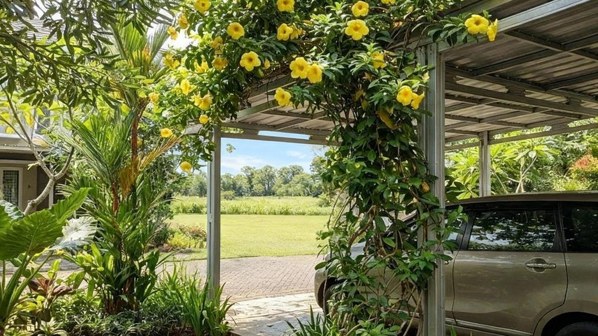 15 Model Taman Mini di Samping Carport, Fasad Rumah Asri dan Estetik