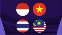 Piala Asia - Ilustrasi Bendera Indonesia, Vietnam, Malaysia, Thailand (Bola.com/Adreanus Titus)