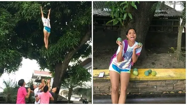 Begini Cara Cheerleader Petik Mangga Di Tepi Jalan