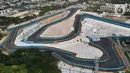 Foto udara memperlihatkan Jakarta International E-Prix Circuit di kawasan Ancol, Jakarta, Selasa (17/5/2022). Federation Internationale de Automobile (FIA) Formula E Jakarta E-Prix menyatakan ajang balap mobil listrik pada 4 Juni mendatang diharapkan mampu memberi kontribusi positif terhadap kebangkitan ekonomi pascapandemi COVID-19 yang bakal dirasakan pelaku usaha dan masyarakat melalui Jakarta E-Prix. (Liputan6.com/Herman Zakharia)